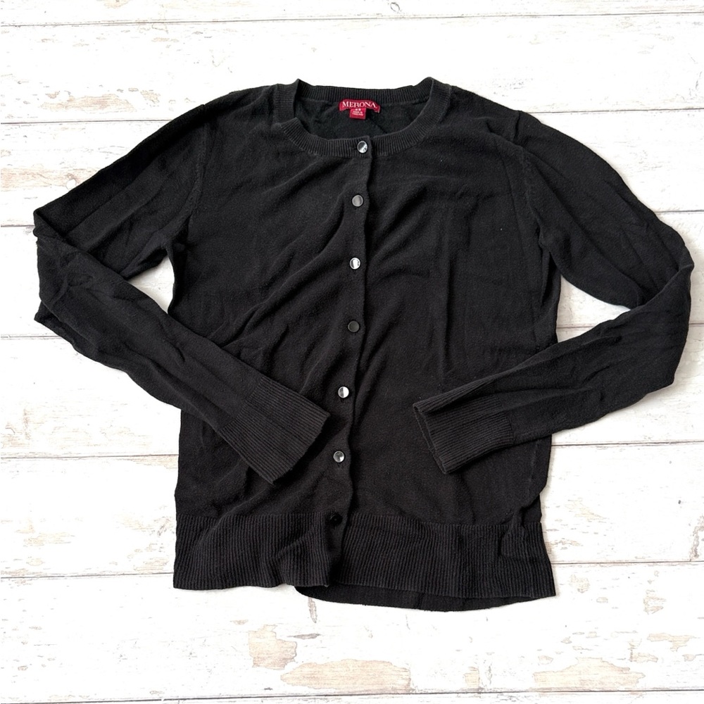 Merona XS Black Cardigan Sweater Button Up Womens X Small
